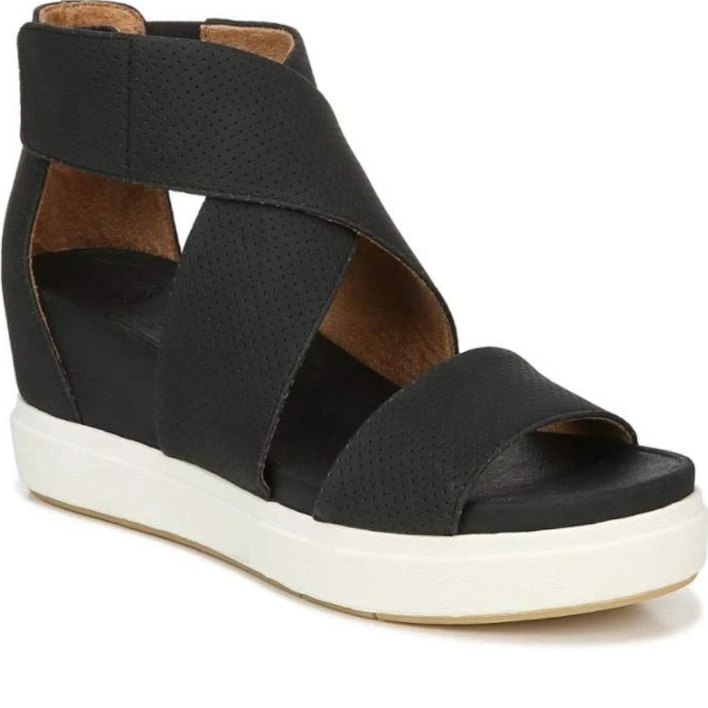 Dr. Scholl's Black Crisscross Wedge Sandals